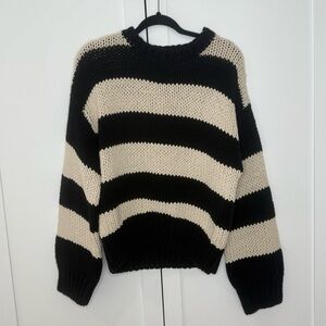 RtA Black and Cream Striped Sweater